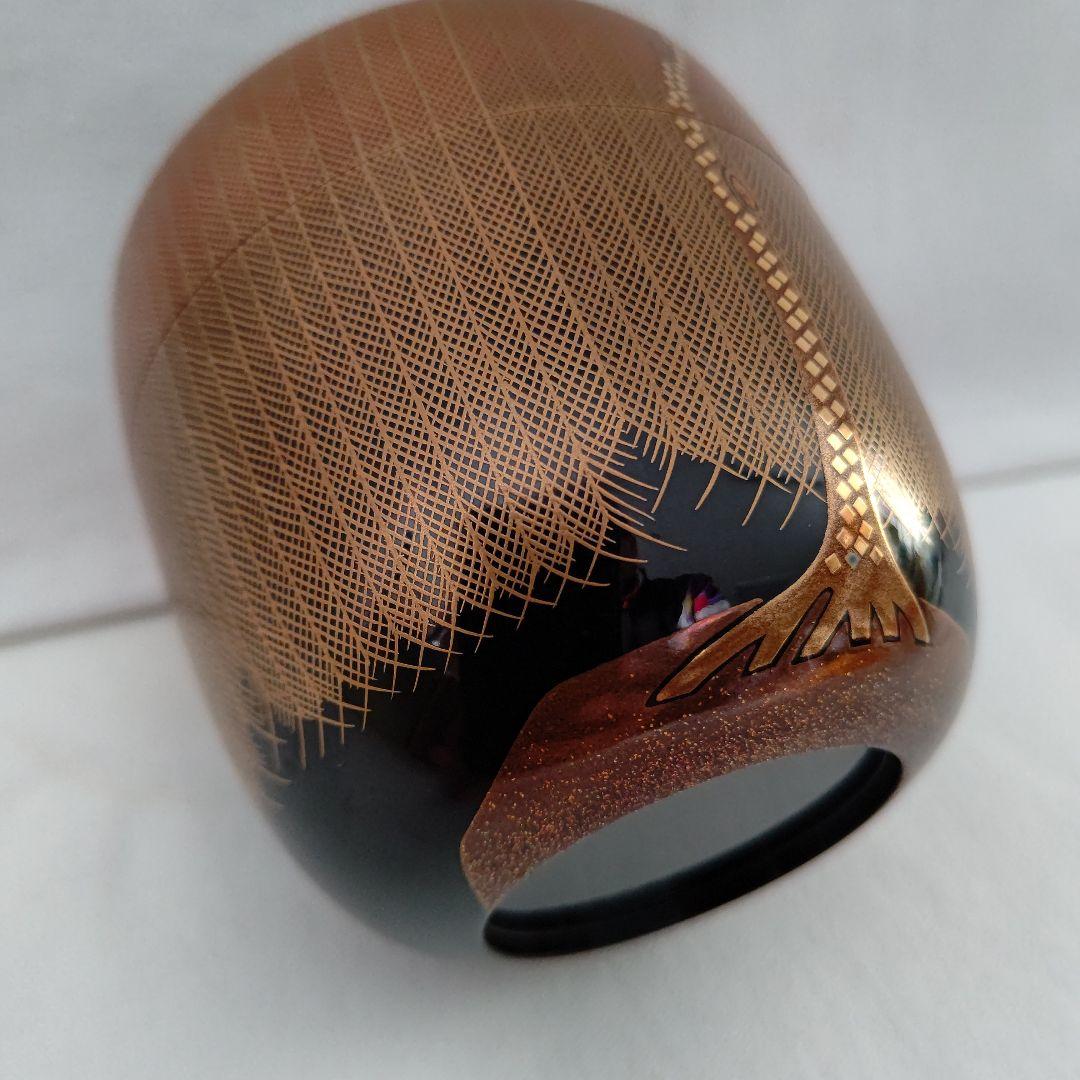 Hosoi Masao Willow Maki-e Natsume Kirikane Gold Mesh Vermillion Tea Caddy