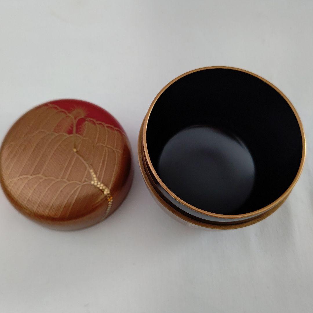 Hosoi Masao Willow Maki-e Natsume Kirikane Gold Mesh Vermillion Tea Caddy