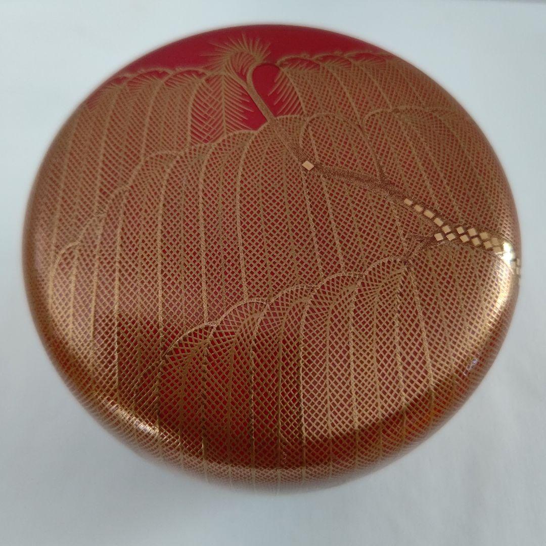 Hosoi Masao Willow Maki-e Natsume Kirikane Gold Mesh Vermillion Tea Caddy