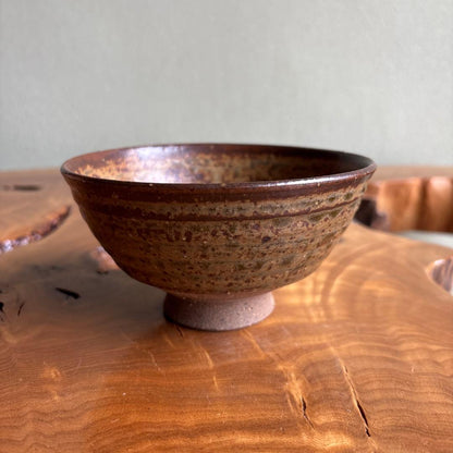Tetsu | Natural Ash Glaze Matcha Tea Bowl — Rustic Chawan with Speckled Brown Surface