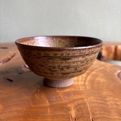 Tetsu | Natural Ash Glaze Matcha Tea Bowl — Rustic Chawan with Speckled Brown Surface