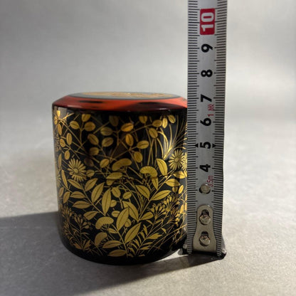 Kiku-Kiri Natsume by Wada Juho – Japanese Tea Caddy – Autumn Grass Makie – Japan