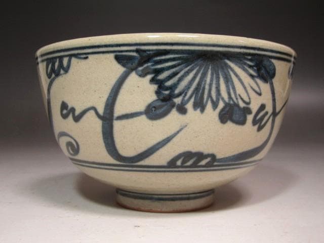 Zeze-yaki — Annam-style Chrysanthemum Tea Bowl, Urasenke 14th Tantansai Inscription