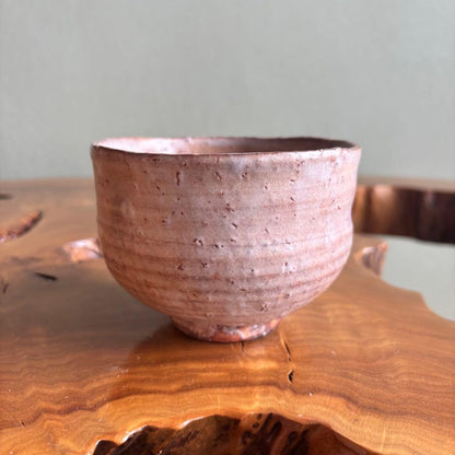 Artist Hagi-yaki — Matcha Bowl, Warm Salmon-Pink Glaze with Soft Texture