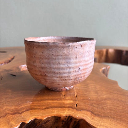 Artist Hagi-yaki — Matcha Bowl, Warm Salmon-Pink Glaze with Soft Texture