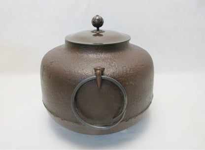 Japanese Cast Iron Tea Ceremony Kettle, Amidado Gama Chagama by Living National Treasure Takahashi Keiten, Signed Tomobako, Unused