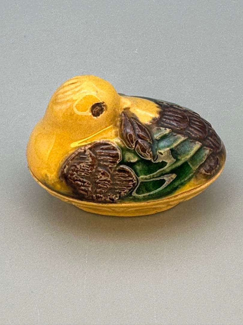 Miura Chikusen Kochi-Utsushi Kogo — Cochin Glaze Bird Incense Container, Tomobako