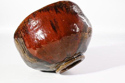 9th-Gen Ohi Chozaemon Amber Glaze Chawan | Deep Koicha Bowl | Artist-Signed Box | Authenticated