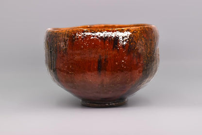 9th-Gen Ohi Chozaemon Amber Glaze Chawan | Deep Koicha Bowl | Artist-Signed Box | Authenticated