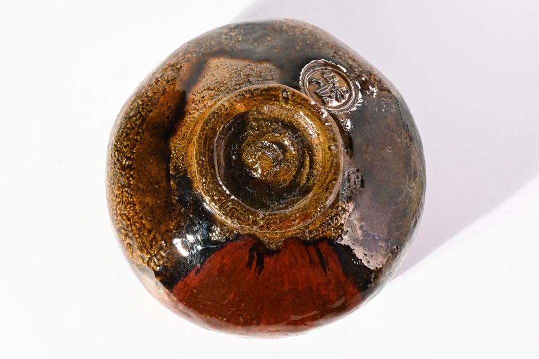 9th-Gen Ohi Chozaemon Amber Glaze Chawan | Deep Koicha Bowl | Artist-Signed Box | Authenticated