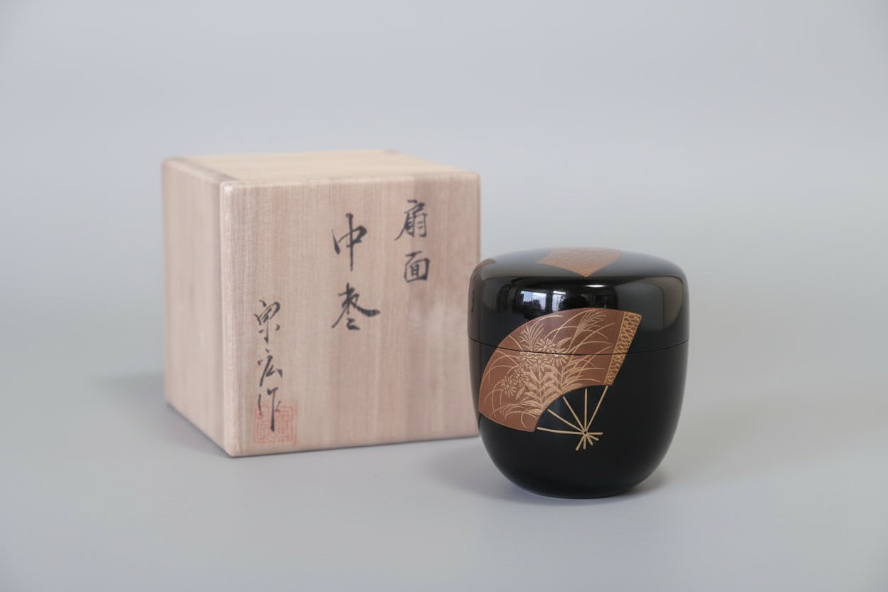 Fan Art Natsume by Munehiro – Japanese Tea Caddy – Senmen Makie – Japan