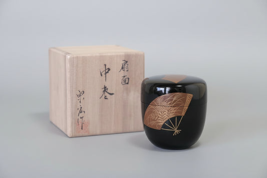 Fan Art Natsume by Munehiro – Japanese Tea Caddy – Senmen Makie – Japan