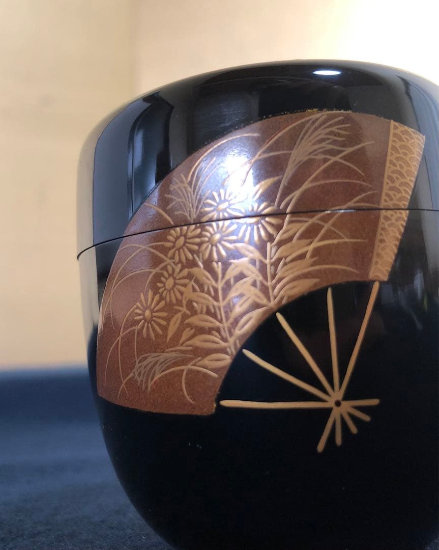 Fan Art Natsume by Munehiro – Japanese Tea Caddy – Senmen Makie – Japan