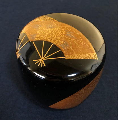 Fan Art Natsume by Munehiro – Japanese Tea Caddy – Senmen Makie – Japan