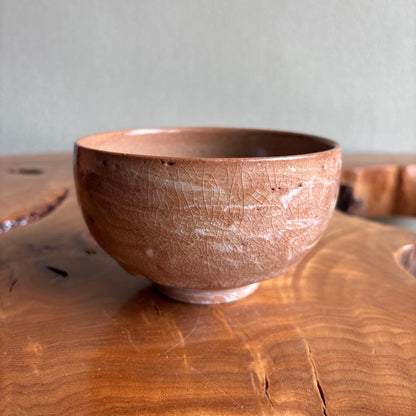 Yoritsuchi Chawan by Shuzan - Japanese Matcha Bowl with Gold Star Inlay on Warm Crackle Clay, Signed Box