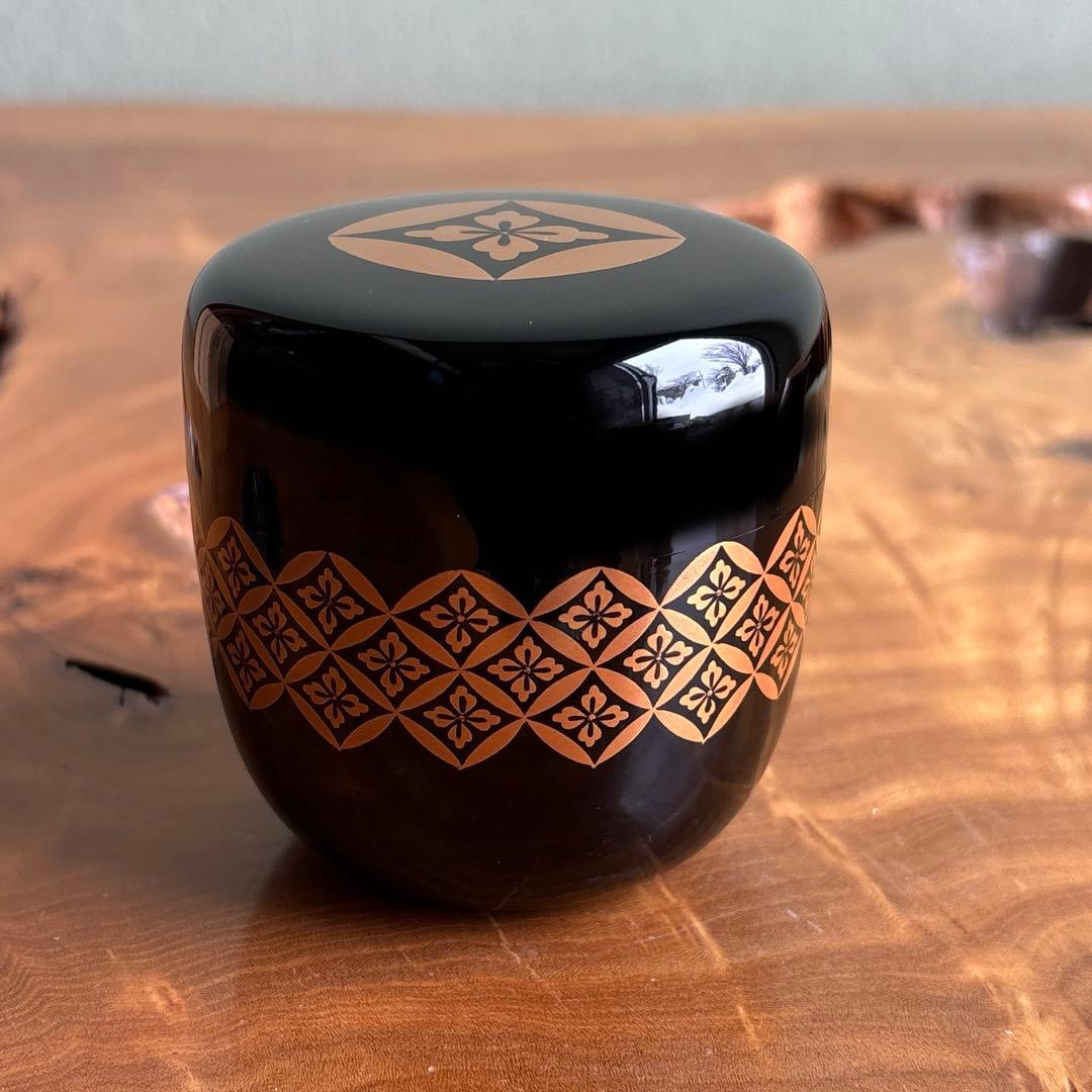 Oriemon Kitaoka Shuji Shippo Maki-e Natsume Gold Cloisonne Pattern Tea Caddy