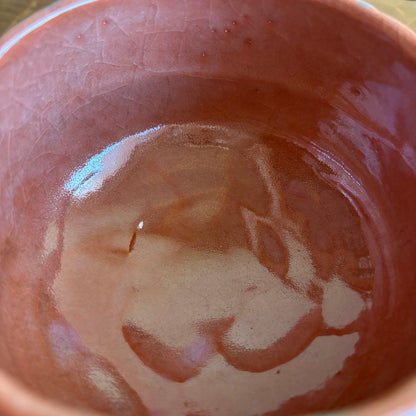 Waraku Raku Chawan | Red Raku Tea Bowl | Bold Keshiki Kannyu | Tomobako | Japanese Matcha Bowl