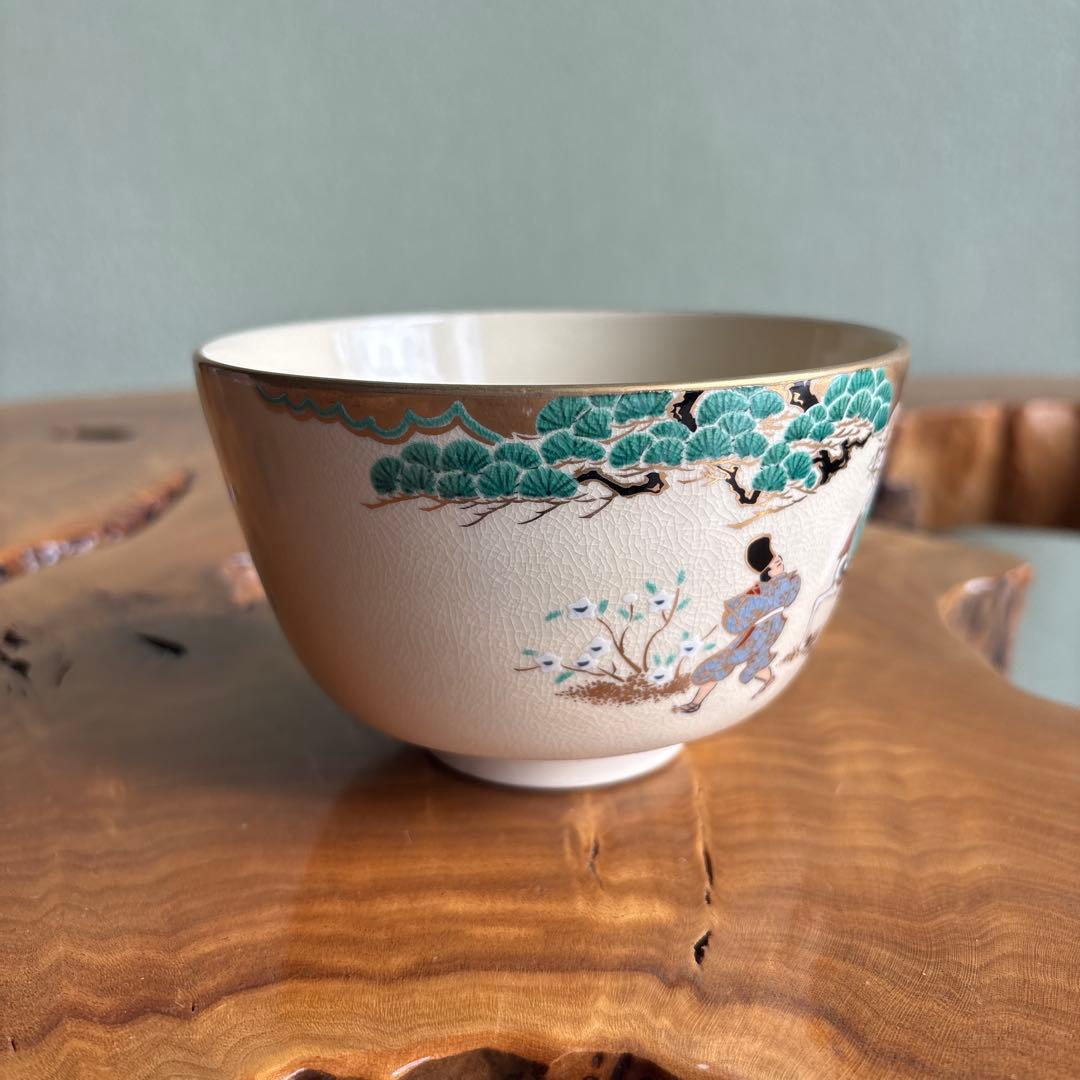 Kato Kizan Chawan Samurai Warrior Iro-e Kyo-yaki Tea Bowl