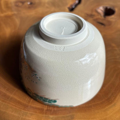Kato Kizan Chawan Samurai Warrior Iro-e Kyo-yaki Tea Bowl
