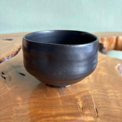 Daisha Kiln Black Raku Matcha Bowl First Firing with Original Box