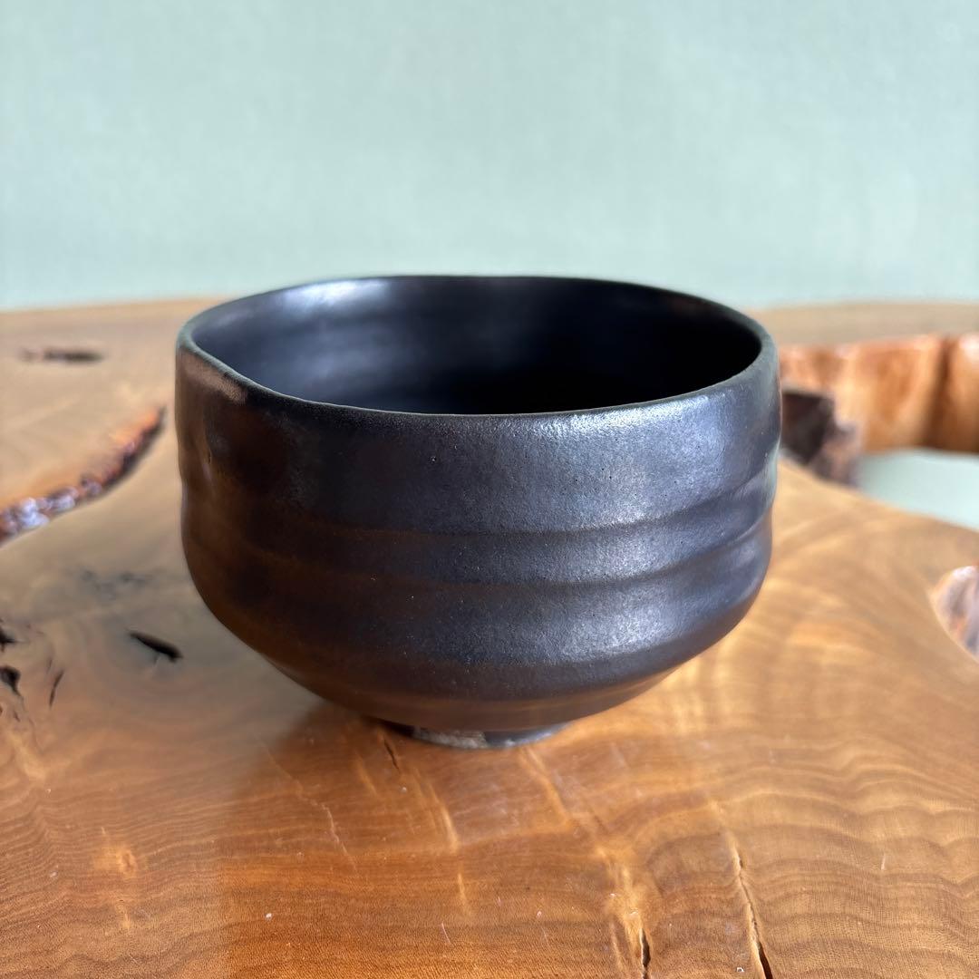 Daisha Kiln Black Raku Matcha Bowl First Firing with Original Box