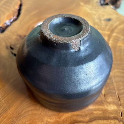 Daisha Kiln Black Raku Matcha Bowl First Firing with Original Box