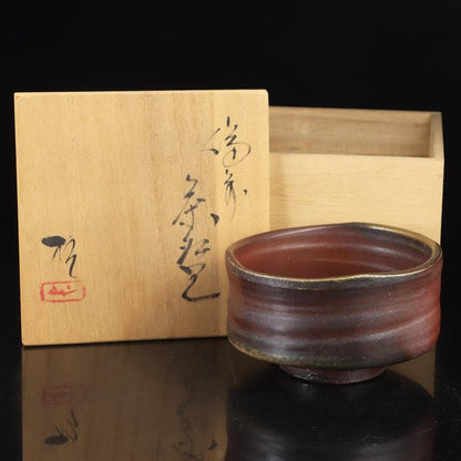 Morimoto Katsura Bizen Tea Bowl Wood Fired Chawan Hi-iro Goma Ash Glaze