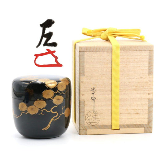 Omotesenke Jimyosai Inscribed Karamatsu Maki-e Lacquer O-Natsume — Grand Master Tea Caddy