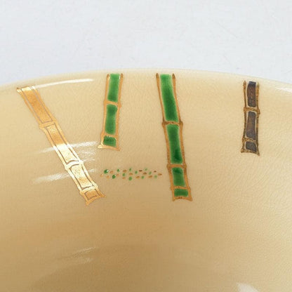 Miyake Yoshun Kyo-ware Iro-e Bamboo & Sparrow Tea Bowl with Tomobako