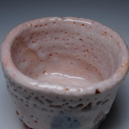 Suzuki Goro Shino Guinomi Sake Cup with Nezumi-Shino and Fire Color