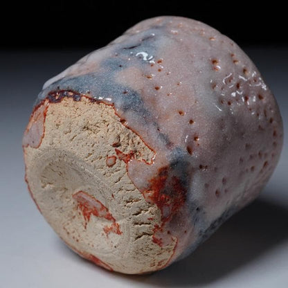 Suzuki Goro Shino Guinomi Sake Cup with Nezumi-Shino and Fire Color