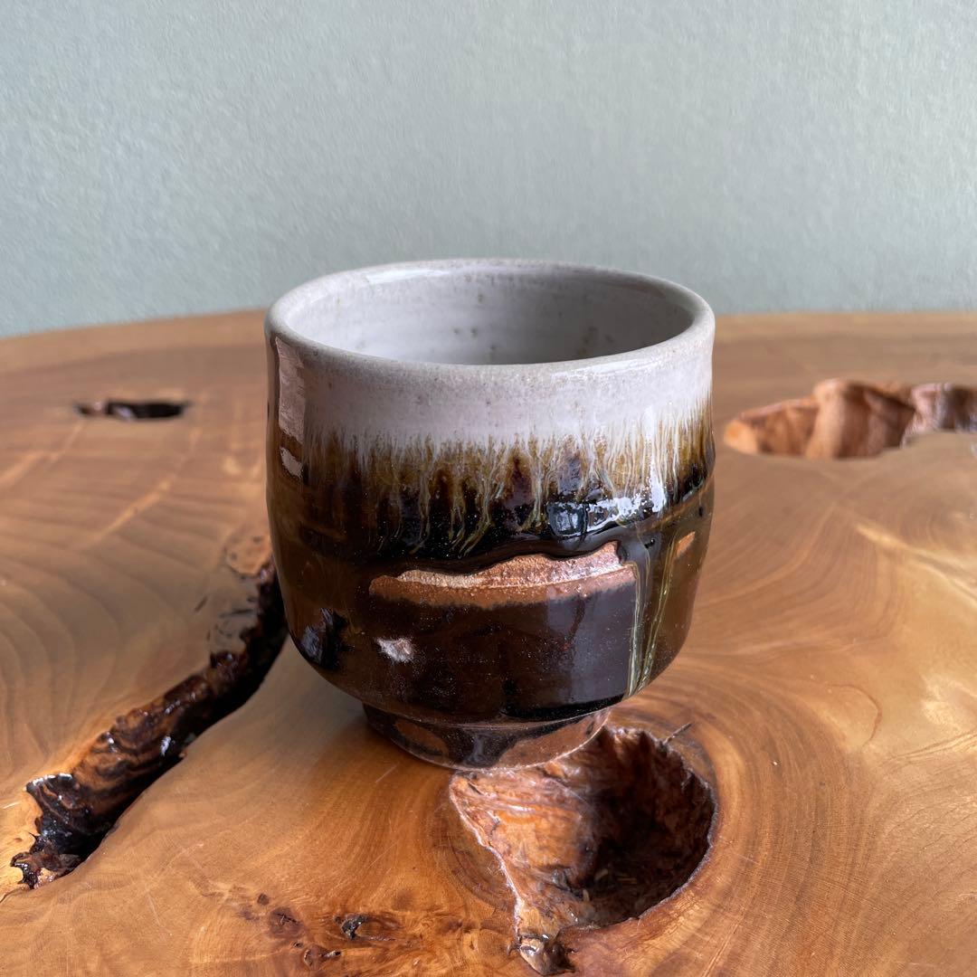 Sakuma Kenji Mashiko Yunomi Tea Cup Two-Tone Tenmoku White Glaze