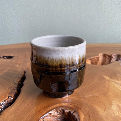 Sakuma Kenji Mashiko Yunomi Tea Cup Two-Tone Tenmoku White Glaze