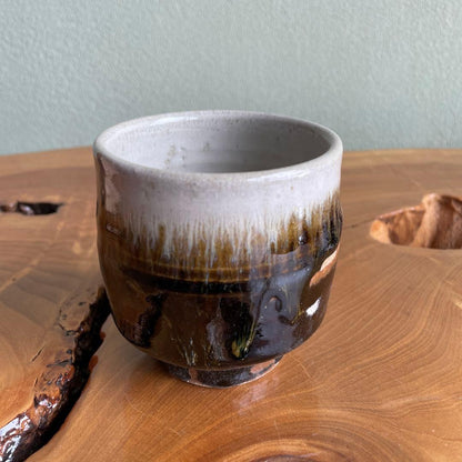 Sakuma Kenji Mashiko Yunomi Tea Cup Two-Tone Tenmoku White Glaze