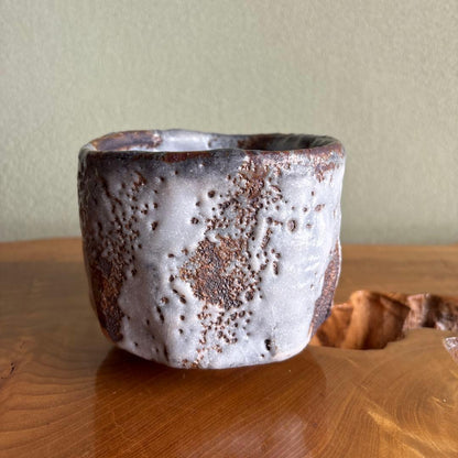 Shino Tea Bowl with Fire Color by Kozaki Ichiyo – Mino Ware – Japan