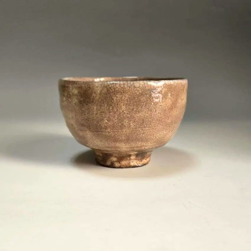Hagi Ware Gohon Tea Bowl – Pink Blush Kiln Effects – Umeda Toraku – Matcha Chawan – Japan