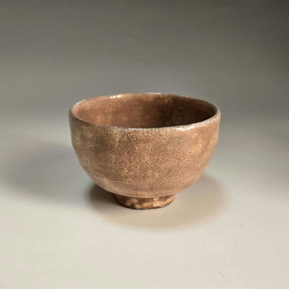 Hagi Ware Gohon Tea Bowl – Pink Blush Kiln Effects – Umeda Toraku – Matcha Chawan – Japan