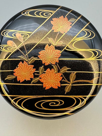 Nakatani Hakuho Hanaikada Maki-e Rikyu Natsume — Gold Cherry Blossom Flower Raft Lacquer