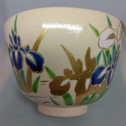 Narutaki-gama Jogaku Enameled Yatsuhashi Bridge Matcha Bowl