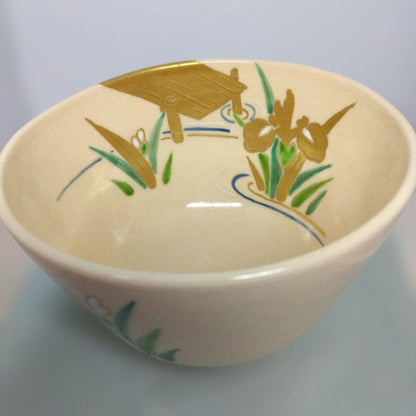 Narutaki-gama Jogaku Enameled Yatsuhashi Bridge Matcha Bowl