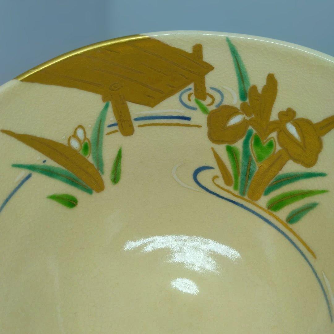 Narutaki-gama Jogaku Enameled Yatsuhashi Bridge Matcha Bowl