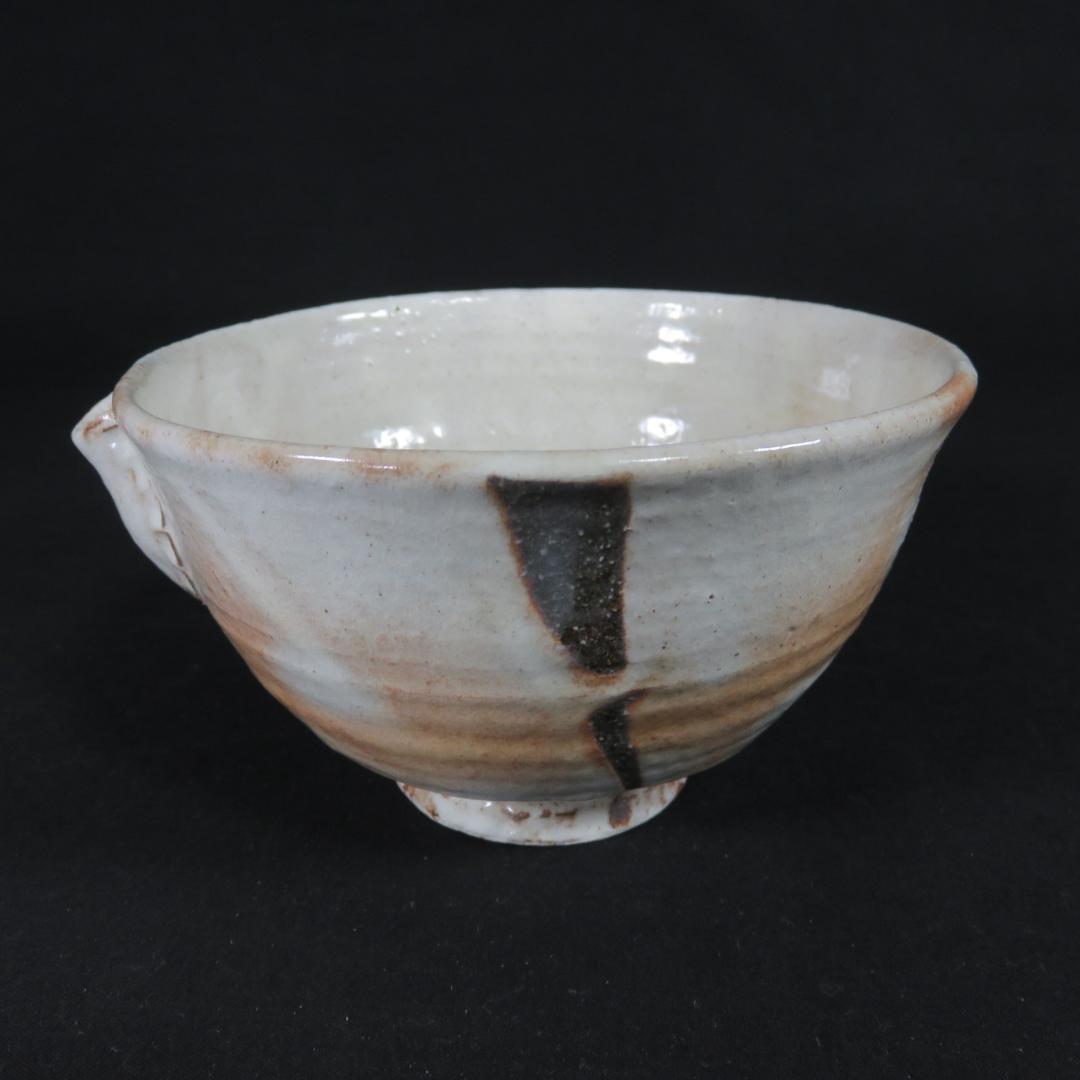Abstract Triangle Tea Bowl by Seiwa Kiln - Modern Chawan with Geometric Iron Design