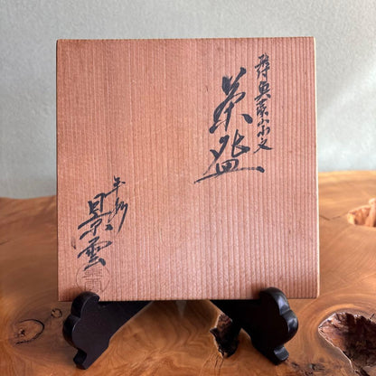 Sometsuke Matcha Bowl by Tezuka Keiun — Kanjuji Kiln Blue White Porcelain with Fish Landscape Motif, Signed Tomobako