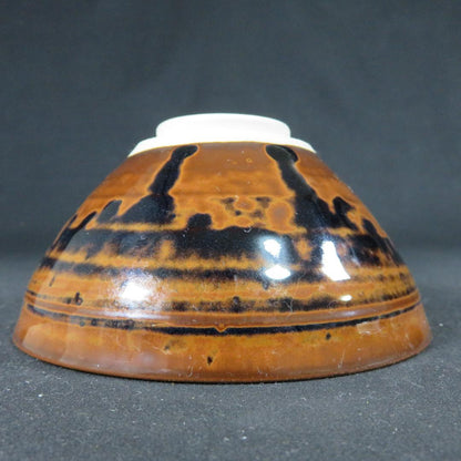 Seto Tenmoku Tea Bowl - Iron Glaze Chawan with Amber-Black Kiln Effects