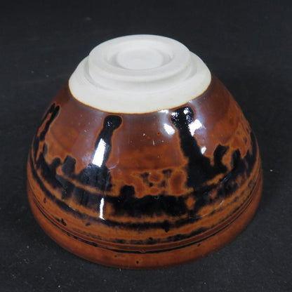 Seto Tenmoku Tea Bowl - Iron Glaze Chawan with Amber-Black Kiln Effects