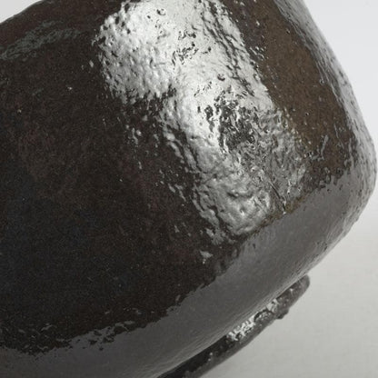 Black Raku Tea Bowl – Isoshima Kiln – Horiuchi Sokan Authentication – Taniko Sekiko – Japan