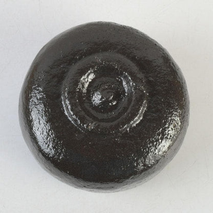 Black Raku Tea Bowl – Isoshima Kiln – Horiuchi Sokan Authentication – Taniko Sekiko – Japan