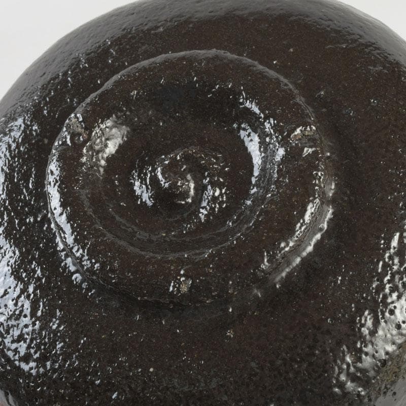 Black Raku Tea Bowl – Isoshima Kiln – Horiuchi Sokan Authentication – Taniko Sekiko – Japan