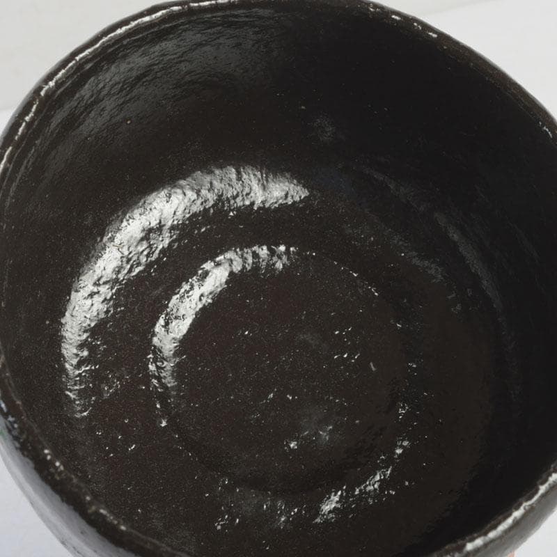 Black Raku Tea Bowl – Isoshima Kiln – Horiuchi Sokan Authentication – Taniko Sekiko – Japan