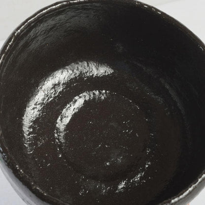 Black Raku Tea Bowl – Isoshima Kiln – Horiuchi Sokan Authentication – Taniko Sekiko – Japan